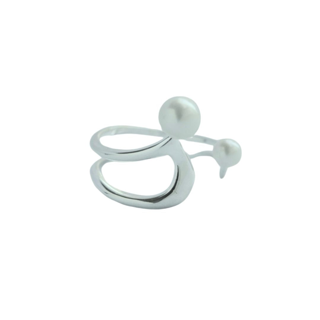 blue n white Authentic Design Wave Collection Pearl ring 原創設計 浪花系列 珍珠戒指
