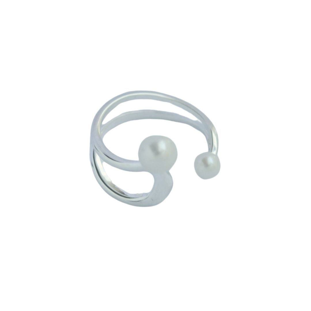 blue n white Authentic Design Wave Collection Pearl ring 原創設計 浪花系列 珍珠戒指