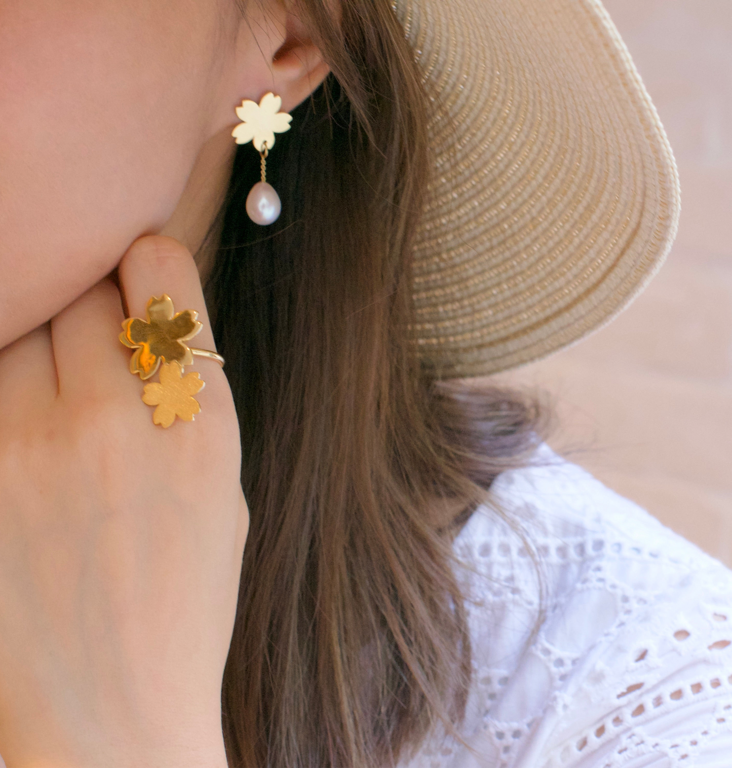 Sakura Pearl 18K Gold Earrings 櫻花系列 18K金珍珠耳環