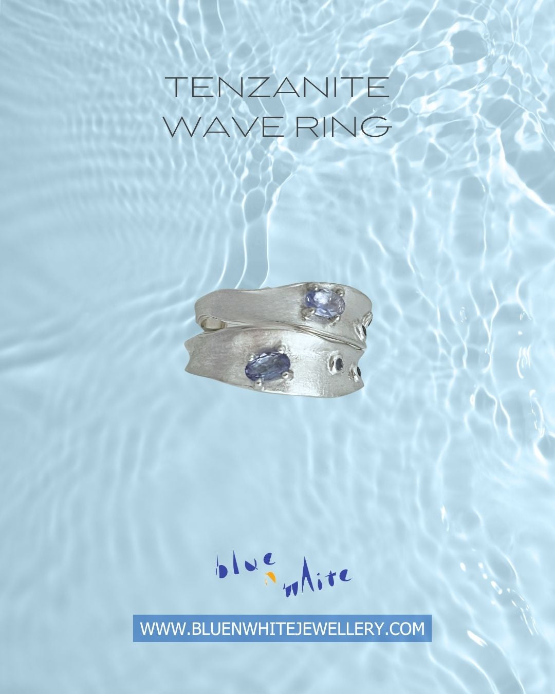 blue n white Tanzanite Wave Sterling Silver Ring 坦桑石銀戒指 S Early-Bird Pre order (2 wks lead time)