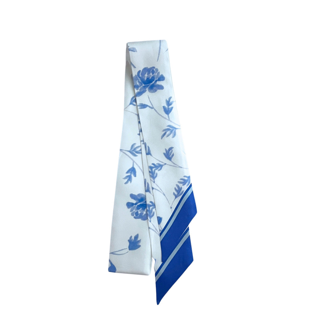 Exclusive blue and white watercolor print Silk Scarf