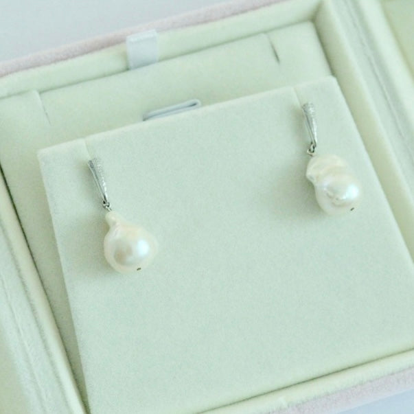 blue n white, small baroque earrings 小巴洛克耳環