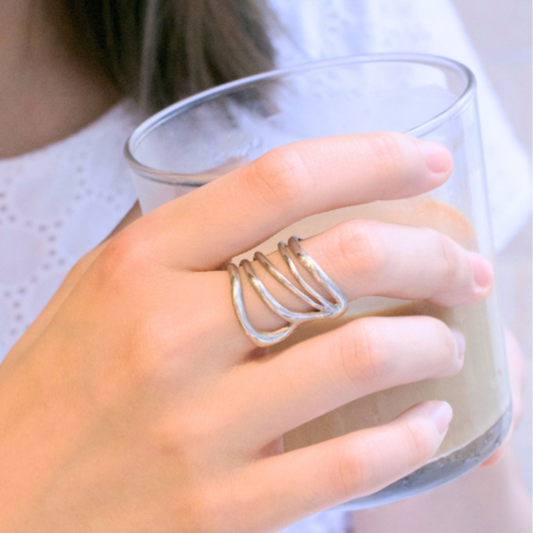 Handcrafted Silver Wave Ring 浪花手工銀戒指