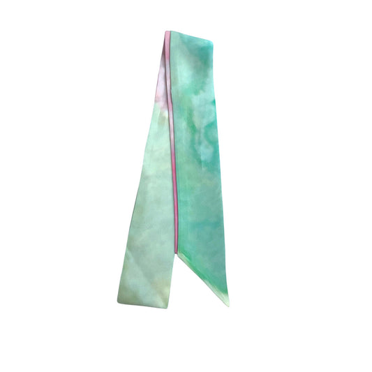 Exclusive Sakura print 100% Silk Scarf Pinky Green