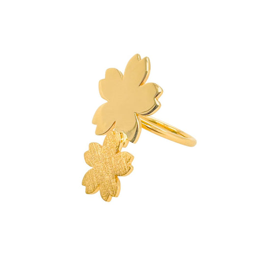 blue n white Authentic Design Sakura 18K Gold Ring 原創設計 18K金櫻花珍珠戒指