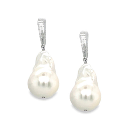 blue n white, large baroque earrings 巴洛克耳環