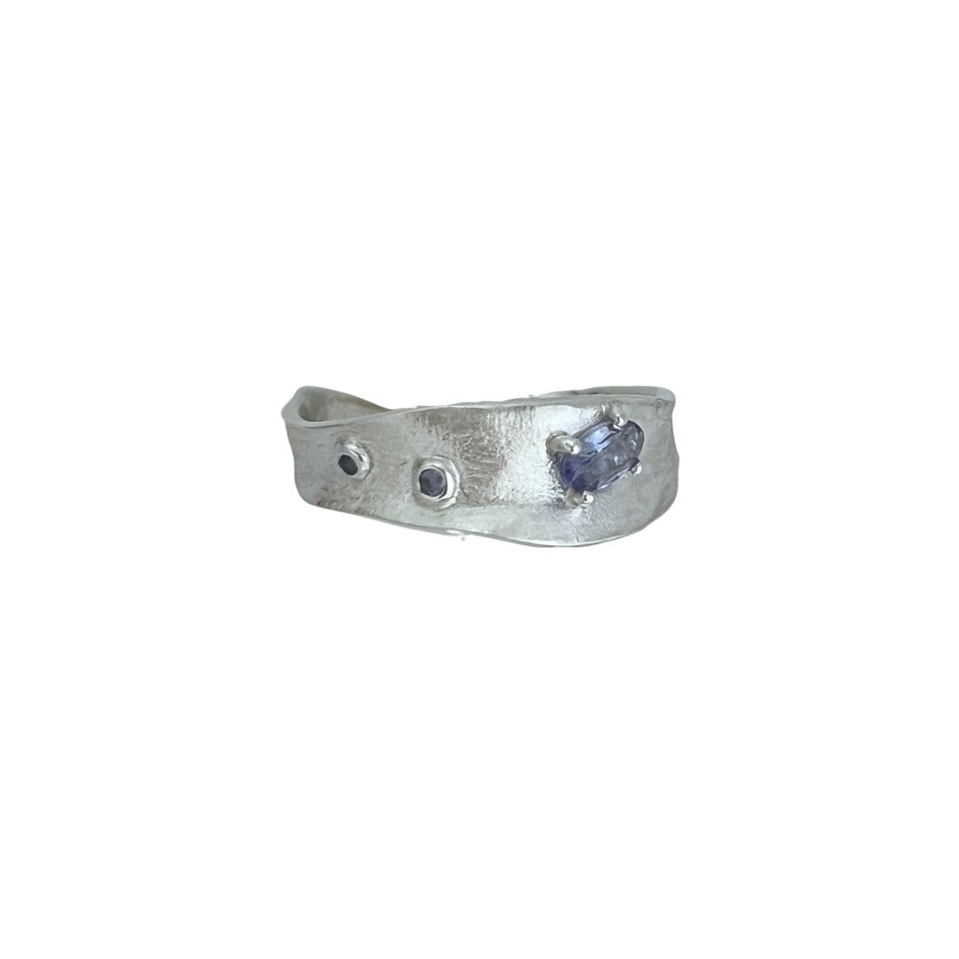 blue n white Tanzanite Wave Sterling Silver Ring  坦桑石銀戒指 M  Early-Bird Pre order (2 weeks lead time)