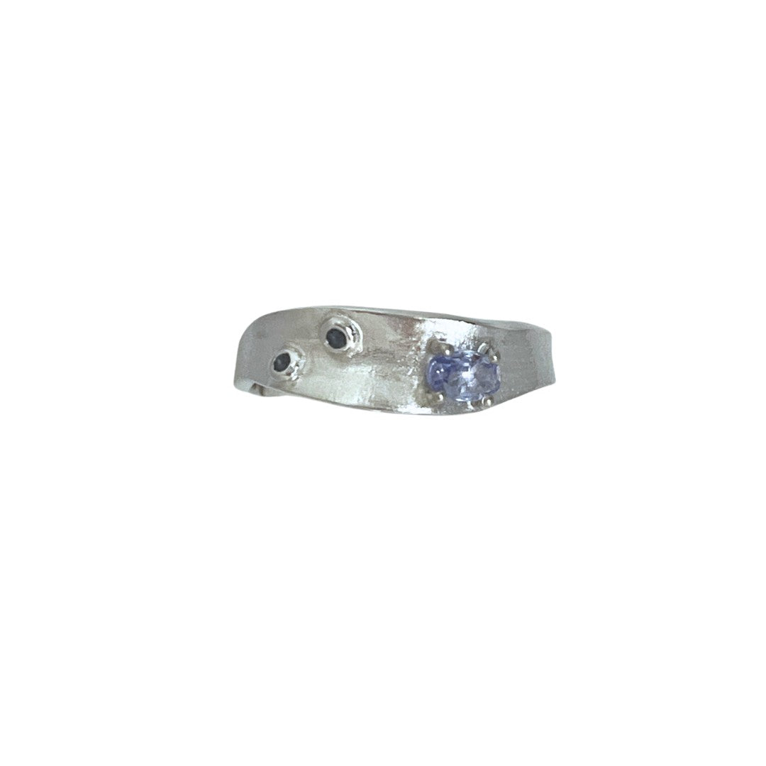 blue n white Tanzanite Wave Sterling Silver Ring  坦桑石銀戒指 S Early-Bird Pre order (2 wks lead time)