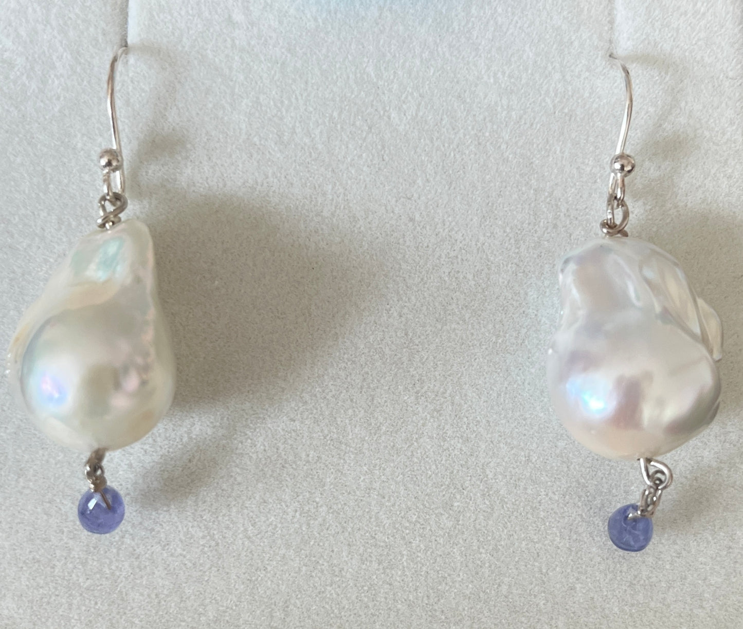 Wave Baroque Pearl Earrings (S925, tanzanite) Spray Earrings (Baroque Pearl, Tanzanite)